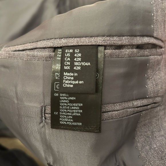 H&M Slim Fit Gray Linen Sports Coat Blazer Size 42R - Picture 4 of 4